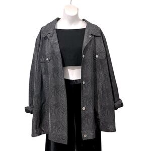 Avenue Blues Woman’s New Grey Black Snake-print Button Down Trench Coat 22/24